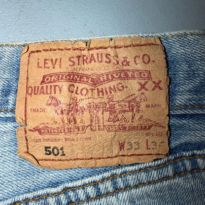 Levis 501 Vintage Y2K 90s XX Straight Leg Jeans Blue Light Wash 33x36 Act 30x29