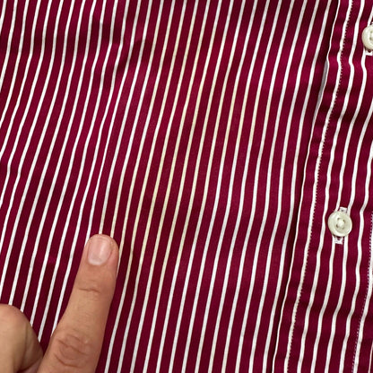 Polo Ralph Lauren Red Stripe Button Down Work Shirt Dress Vtg Up Y2K 90s Western