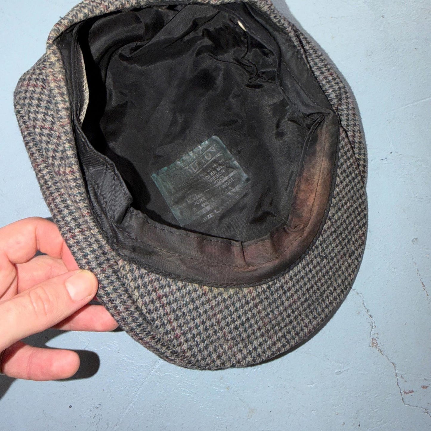 Vintage Pendleton Tweed Flat Cap 100% Virgin Wool Hat Men’s Large Newsboy Gray