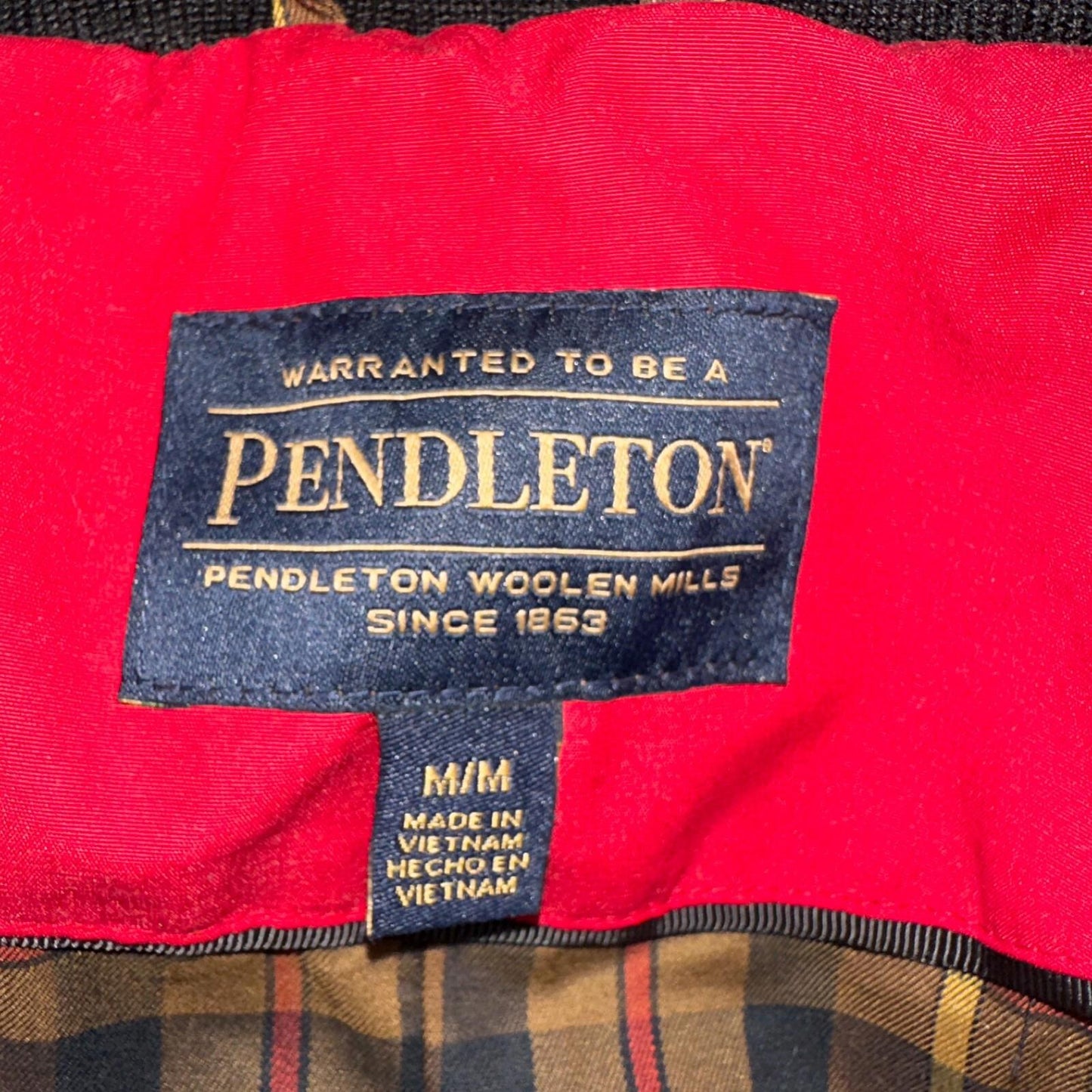 Pendleton Womens Medium Full Zip Hooded Plaid Lined Outdoor Jacket VTG Style Red
