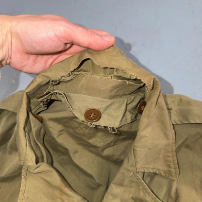 WW2 M41 Army Field Jacket Military 1940s WWII M-1941 Civilian? Unlined Rips