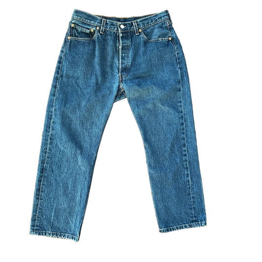 VTG Levis 501 XX Button Fly 90s USA Jeans Denim Straight Capri 34x30 Act 30x26