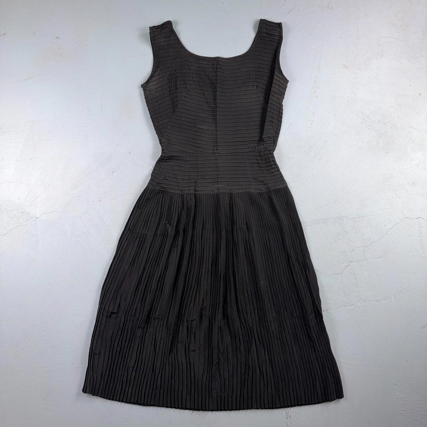 1950s Koret of California Midi Dress Womens Flare Textured Rockabilly Black