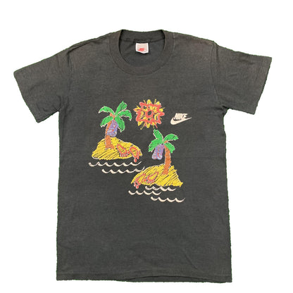 Nike Vintage T Shirt Mens Palm Tree Beach Sandals Florida Beach Summer 80s Black