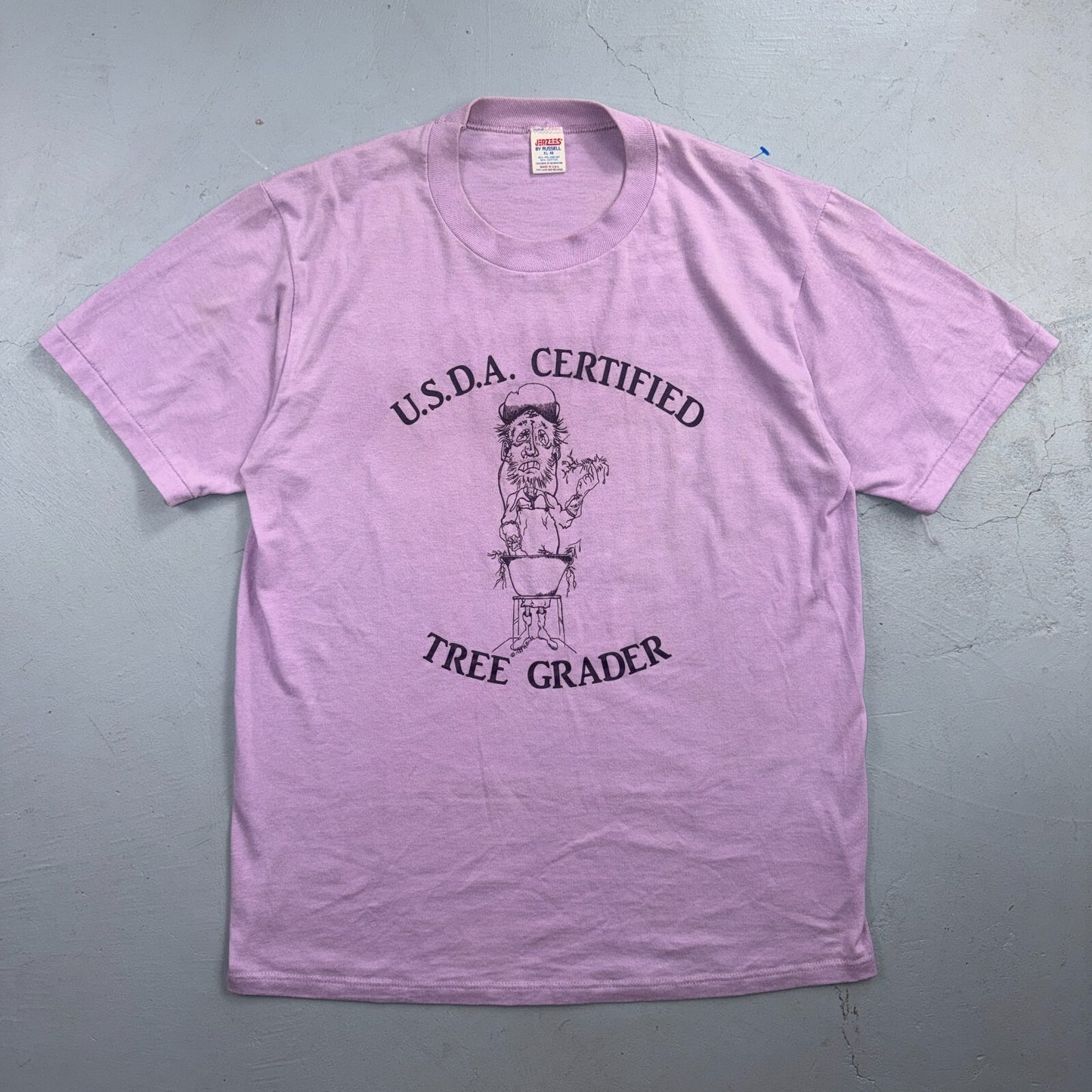 Tree Grader 80s VTG T Shirt USA Purple USDA Certified Cowboy Rockabilly Farmer