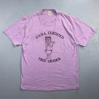 Tree Grader 80s VTG T Shirt USA Purple USDA Certified Cowboy Rockabilly Farmer