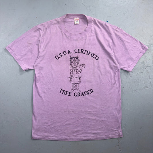 Tree Grader 80s VTG T Shirt USA Purple USDA Certified Cowboy Rockabilly Farmer