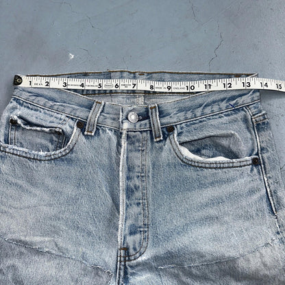 Levis 501 Vintage 80s USA XX Straight Leg Jeans Blue Light Wash Thrash Act 27x28