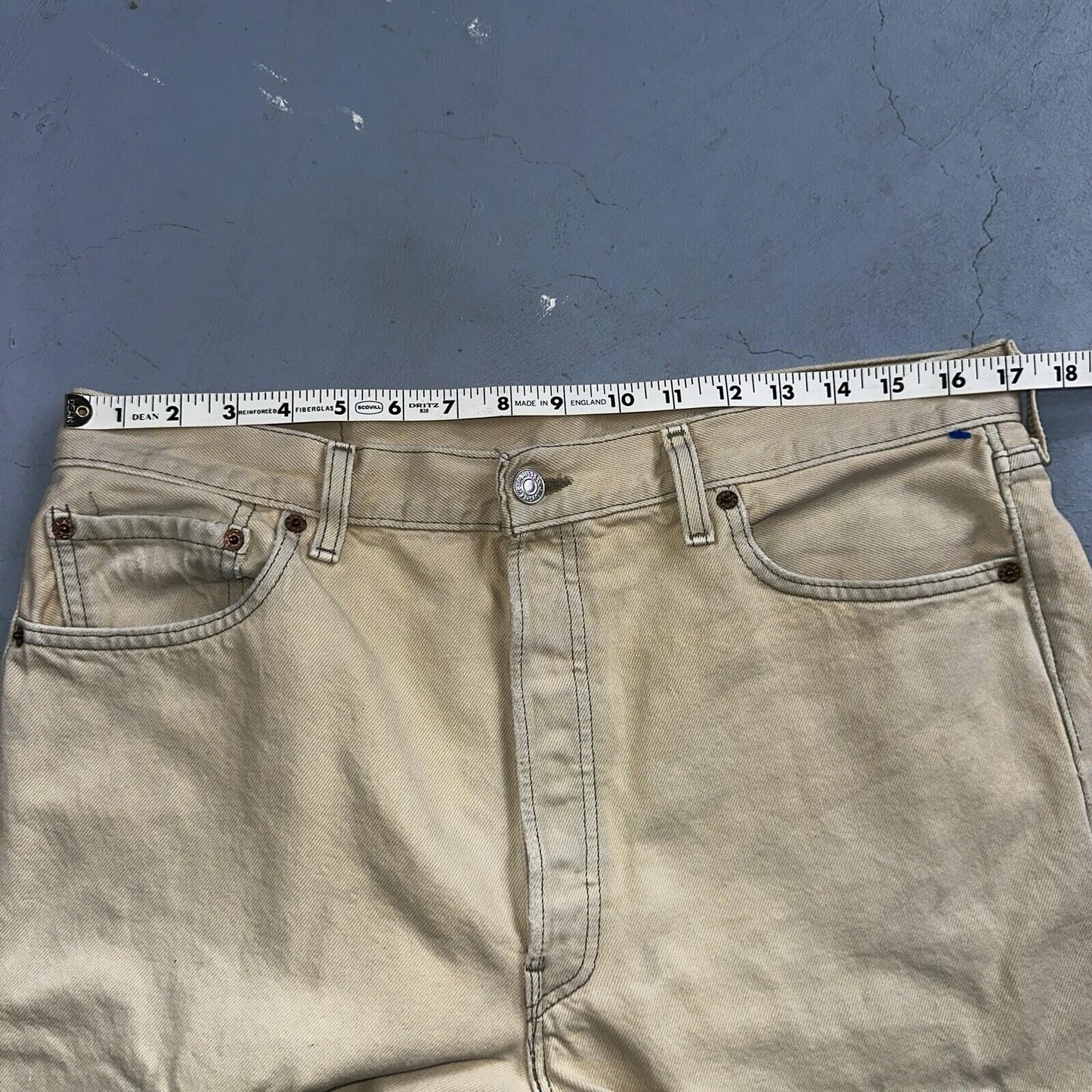 Levis 501 Vintage 90s USA XX Straight Leg Jeans Yellow Khaki 36x32 Act 34x31