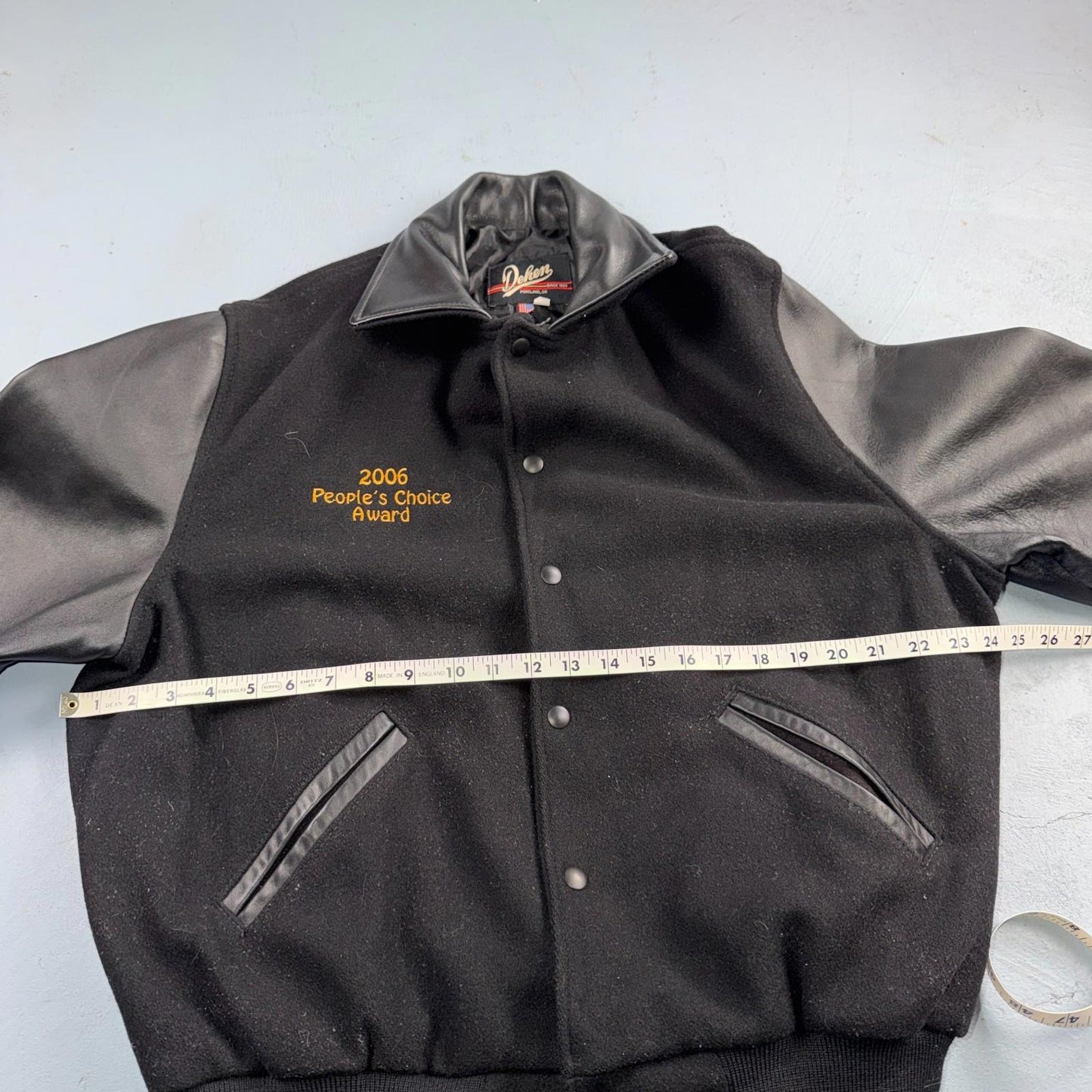 VTG Dehen Varsity Letterman Jacket Size Large Wool Leather Detroit Oregon Cars