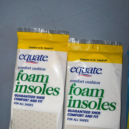 3 Equate Comfort Cushion Foam Insoles Unisex Men Up To Sz 13 Women Up To Sz 10