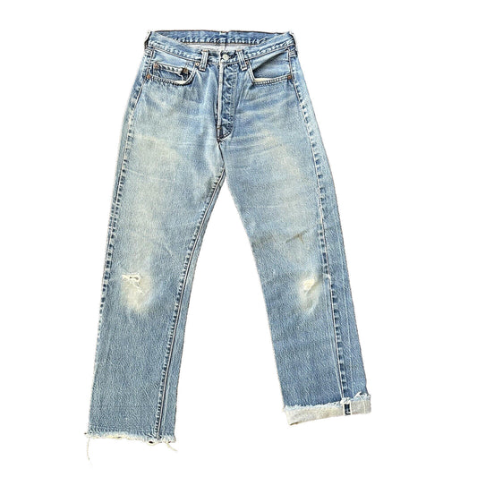 Levis Vintage 80s Redline Selvedge USA 501 Light Wash Jeans 70s 30x32 Act 28x29