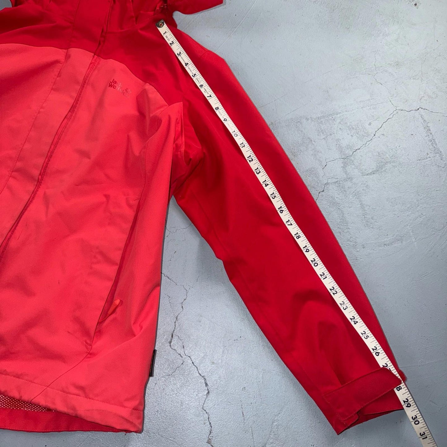 Jack Wolfskin Rain Jacket Womens XL Red Full Zip Windbreaker Outdoors Parka