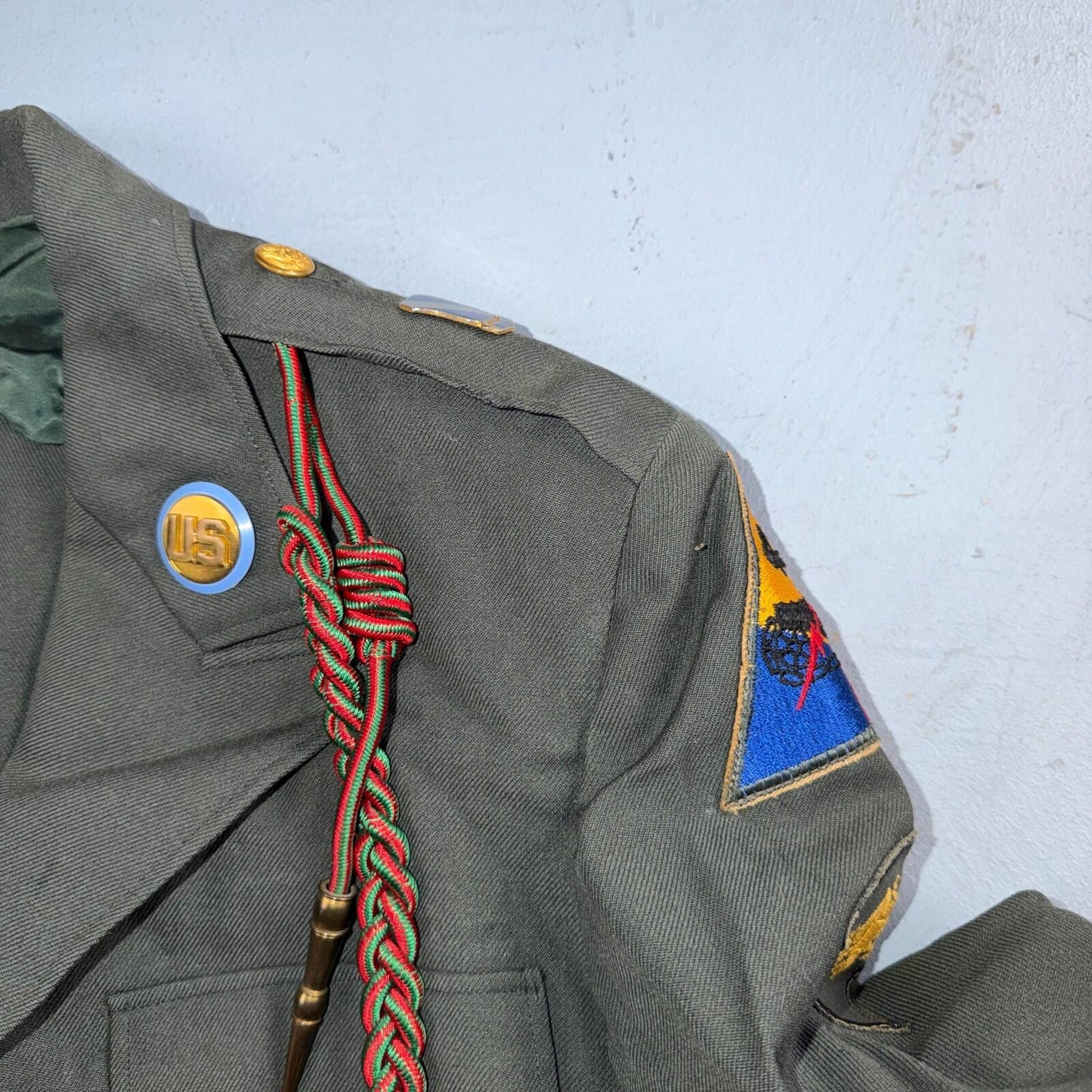 US Army Korean War Officer Suit 1950s Armored Hell Wheels Patch 37R VTG Jacket