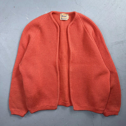 VTG 50s Kandel Oregon Woolen Mills Open Front Wool Sweater Cardigan Rockabilly L