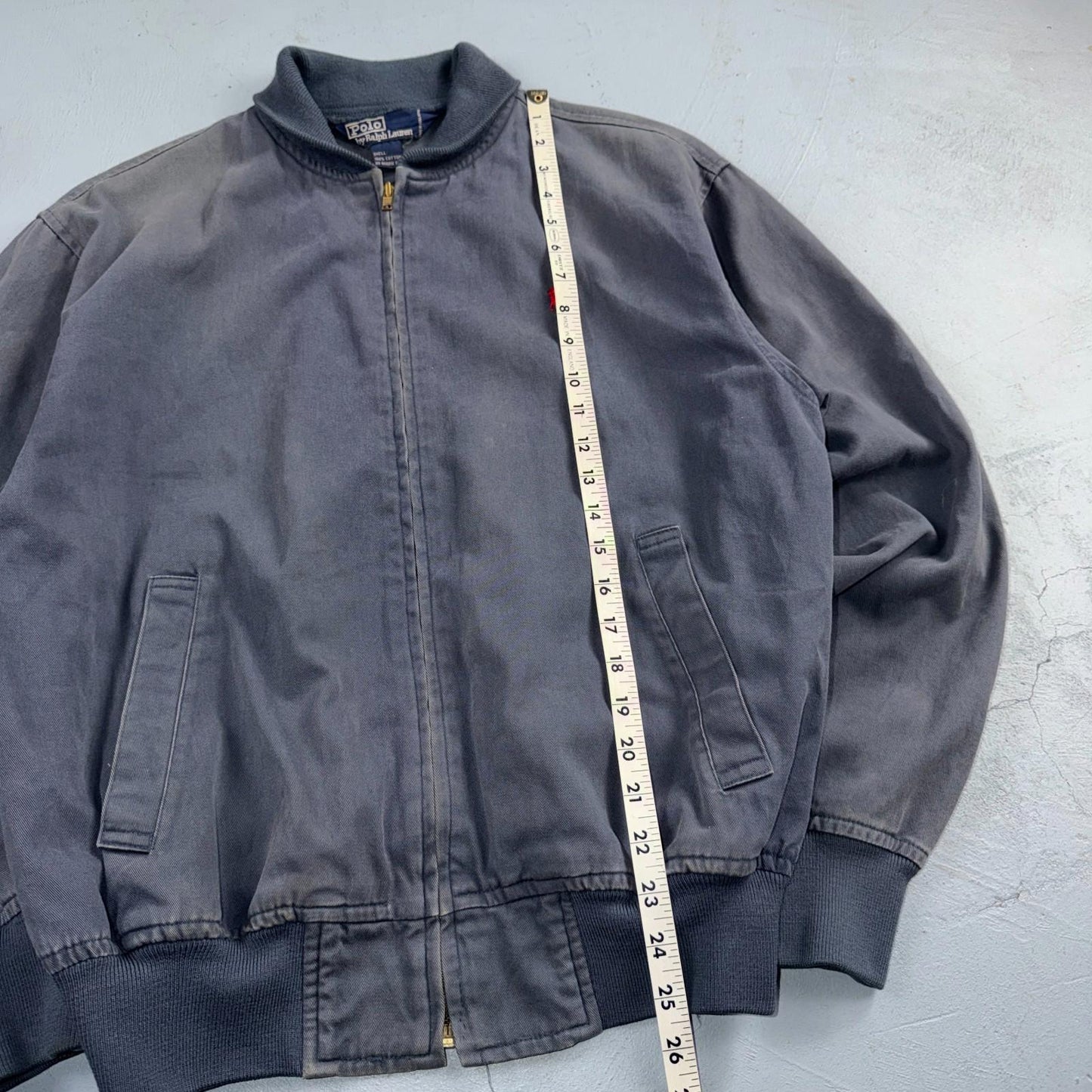 Vintage Polo Ralph Lauren Harrington Jacket Size S Navy Blue Bomber 90s Faded