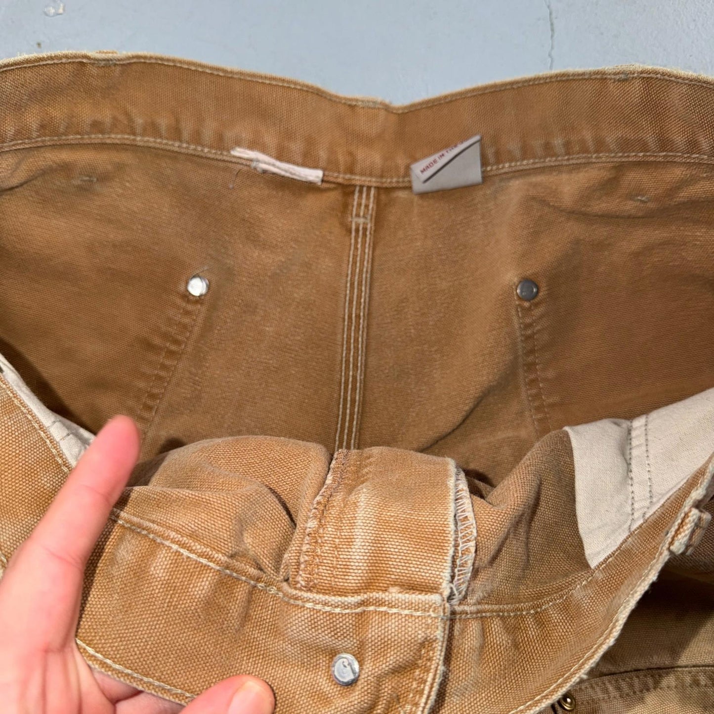 Carhartt VTG Double Knee Carpenter Pants B01 USA BRN Brown 36x28 Thrashed