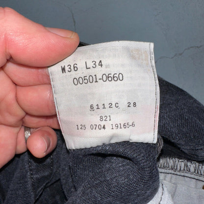 Levis 501 Vintage Y2K XX Straight Leg Jeans 90s Black Med Wash 36x34 Act 31x32