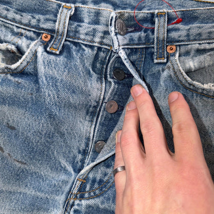 Levis 501 Vintage 90s USA XX Straight Leg Jeans Blue Light Wash 29x32 Act 28x28