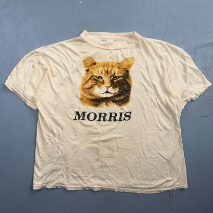 Vintage 1980s Morris The Cat Single Stitch 9 Lives Made In USA 80s Tee Shirt L