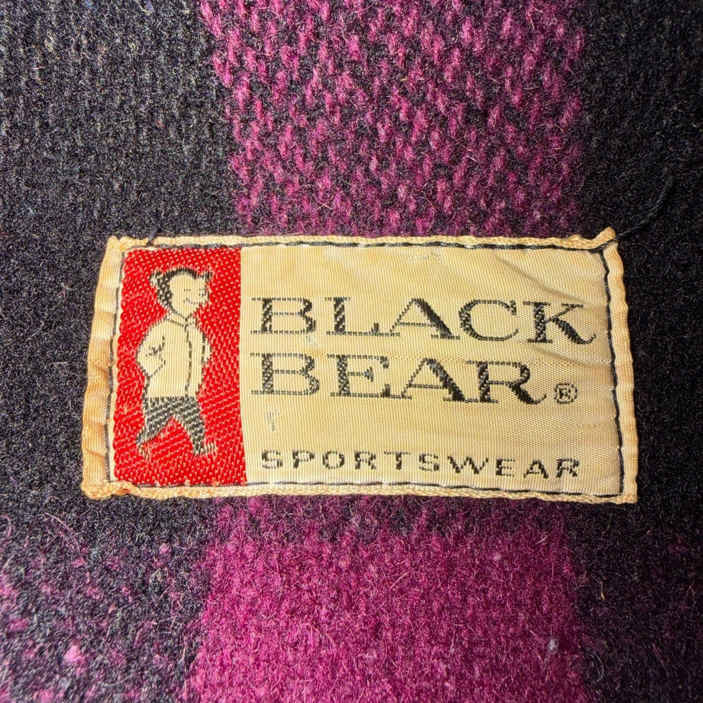 VTG 1950s Black Bear Purple Faded Double Mackinaw Wool Cruiser Jacket Filson 50s