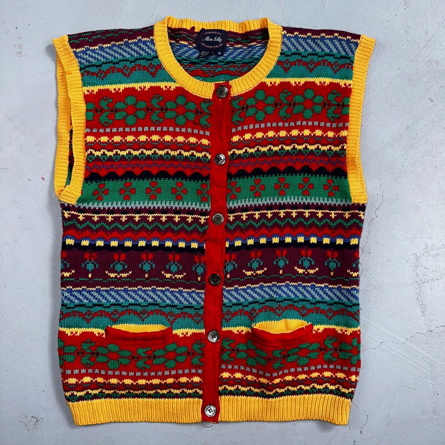 Allen Solly Womens Pullover Knit Sleeveless Cotton Vest Aztec Multicolor Crazy