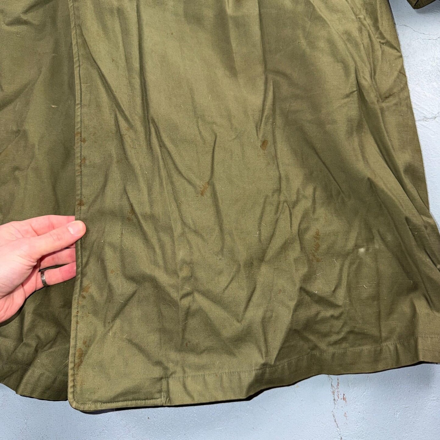 1950s Korean War US Military Wool Lined Overcoat Belted Trench Coat Small VTG