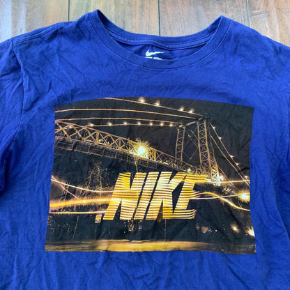 Nike Vintage Style T Shirt Dri Fit Gym Sports Running Y2K City Blue Chicago IL
