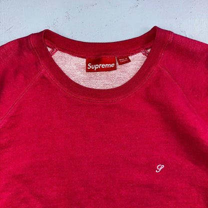 Supreme Pink Script Log Sweater Large Knit Box Logo Simple Subtle Raglan