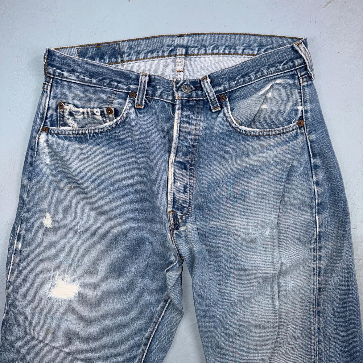 Levis 501 Vintage 80s Redline Selvedge USA XX Jeans Light Wash 34x38 Act 31x33