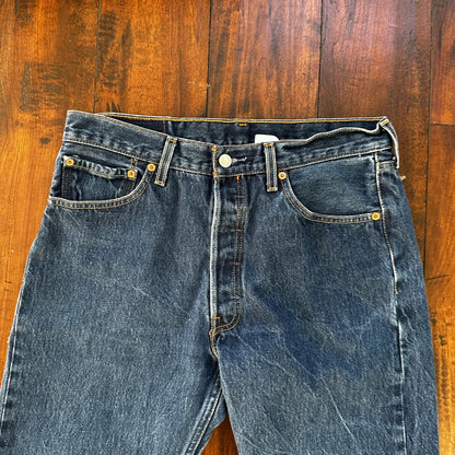 VTG Levis 501 XX Button Fly 90s Y2K Jeans Denim Straight Capri 34x30 Act 31x25