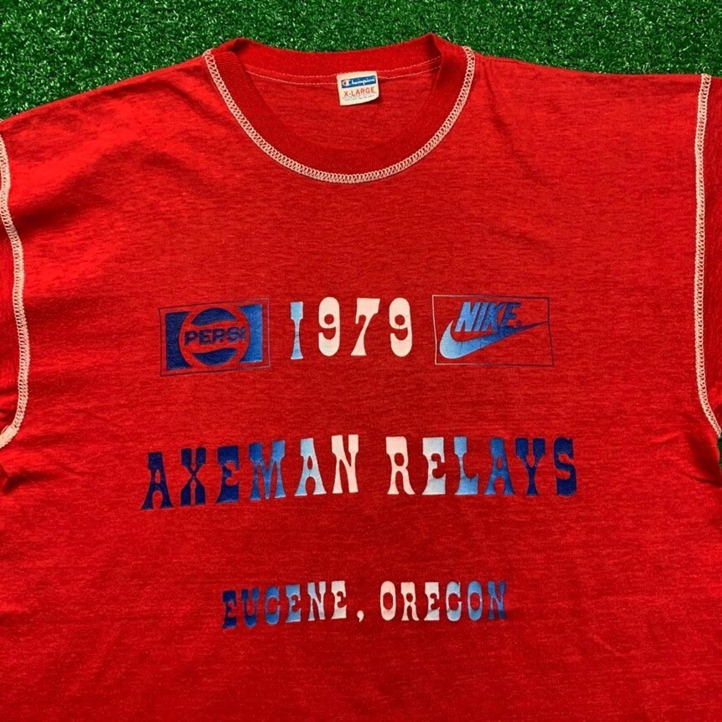 Vintage Nike 1979 Oregon T Shirt USA Rare Champion Blue Bar XL 70s Axeman Pepsi