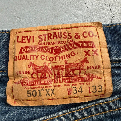 Levis 501 Vintage Y2K XX Straight Leg Jeans Blue Med Wash 34x33 Act 33x30