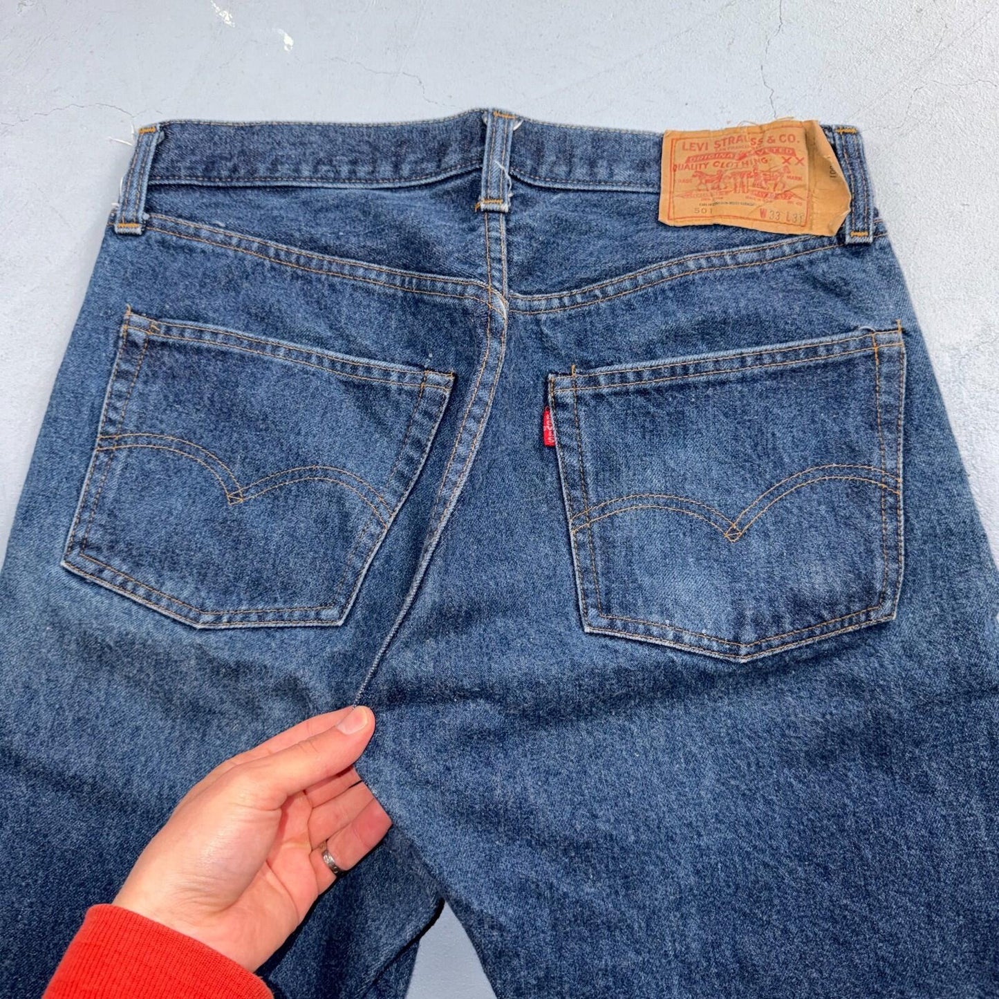 Levis 501 Vintage 80s Redline Selvedge USA XX Jeans Dark Wash 33x31 Act 31x27