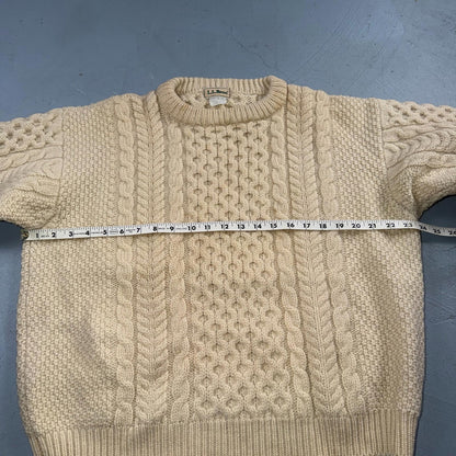 L.L. Bean L Men's Vintage Cable Knit Fisherman Sweater Sz Large Ivory/Cream
