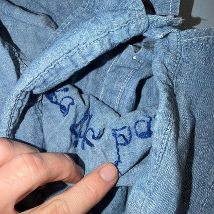 60s 70s Penneys Big Mac Blue Chambray Work Shirt Vest True Vtg Chain Stitch