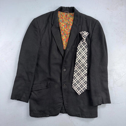 1950s 1960s VTG Mens Suit 36R Jacket Coat Black Union Wool Rockabilly Blazer