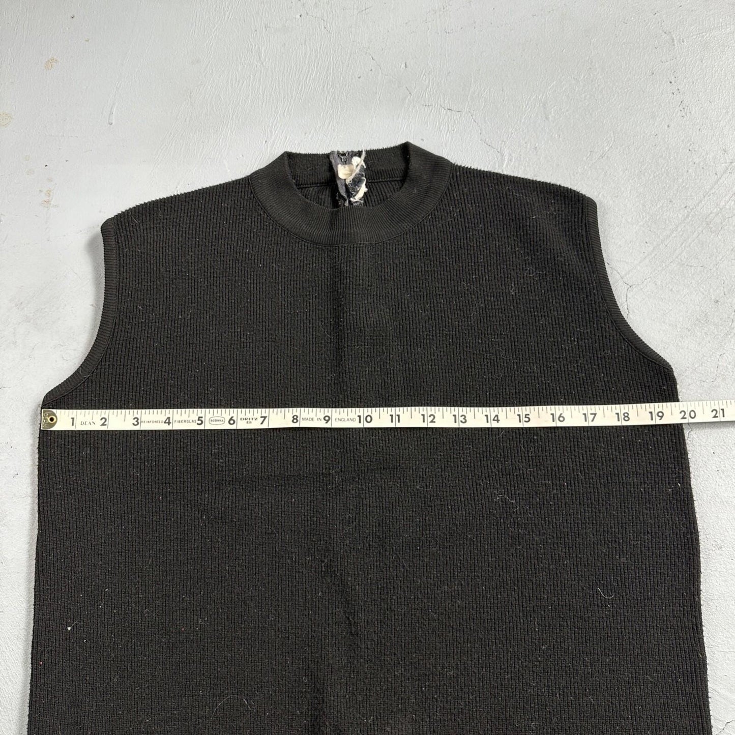 Black Cute Womens Knit No Sleeve Sweater 70s 80s Basic Essentials Look