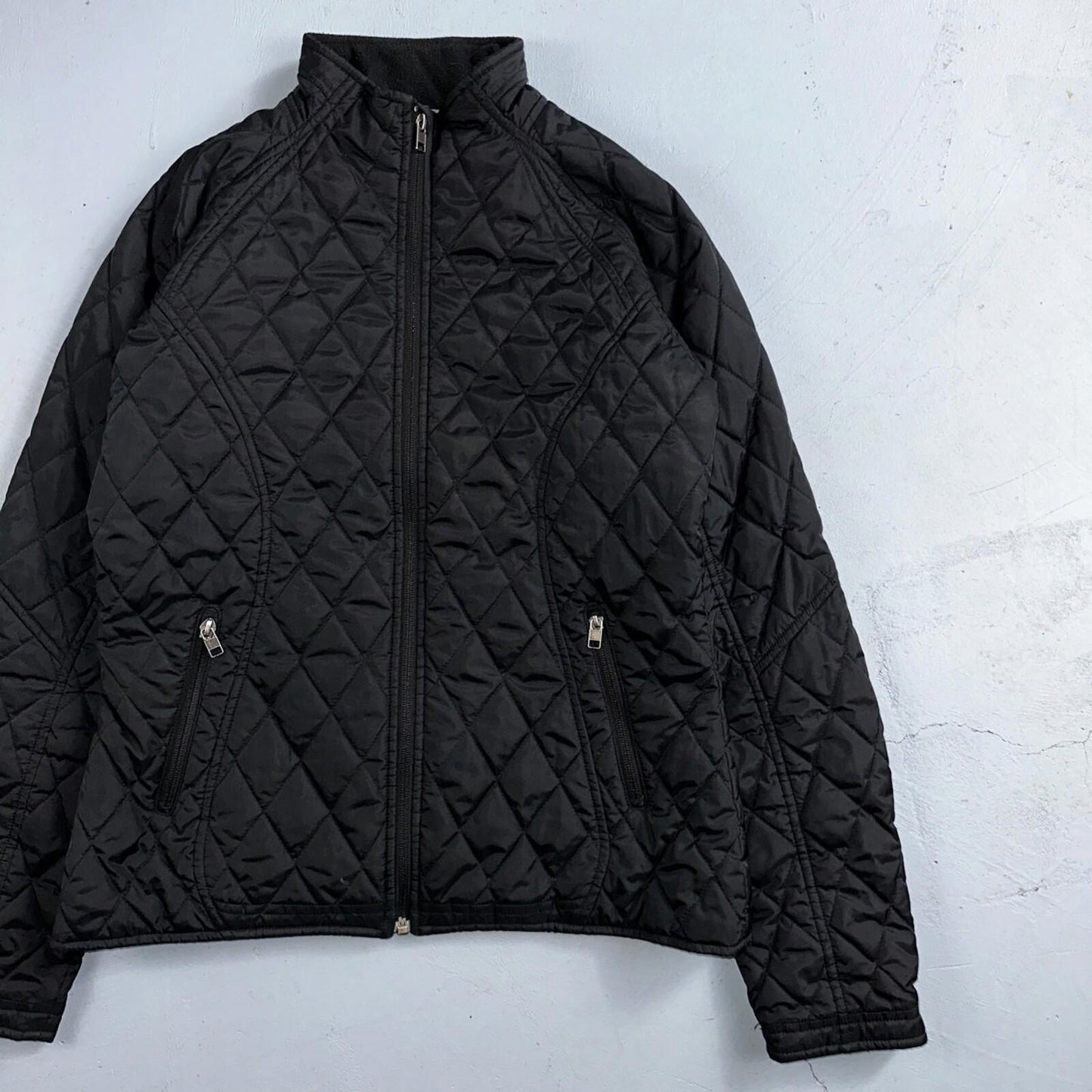 Nike Jacket VTG Womens M Black Quilted Full Zip Mock Neck Pockets Y2K 2000s