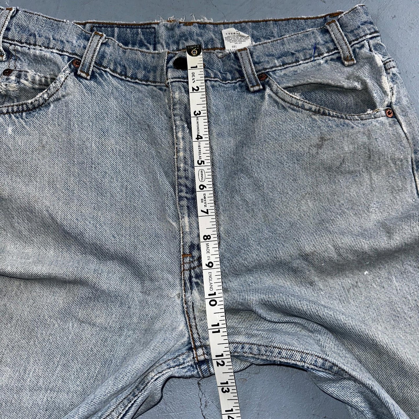 Levis 505 Vintage 90s Orange Tab Jeans 36x32 Thrashed Light Wash 501 Act 33x31