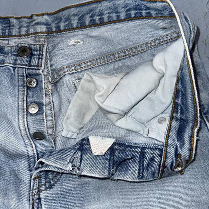 Levis 501 Vintage 90s Straight Leg Jeans 32x30 80s Light Wash Act 28x30 Thrashed