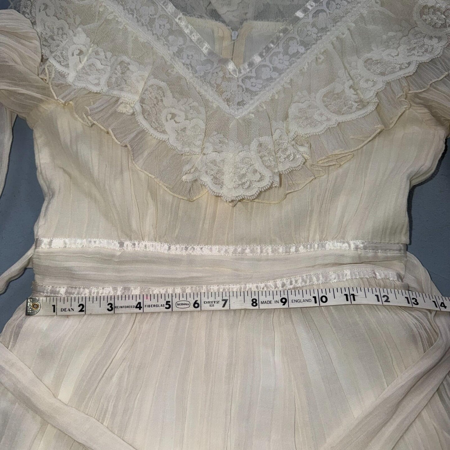 Gunne Sax ? Jessica San Francisco Wedding Dress VTG Lace 1970s Victorian Boho