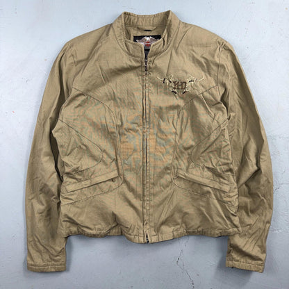 Harley Davidson Lightweight Women’s MotorCycles Jacket Tan Khaki Full Zip Size L