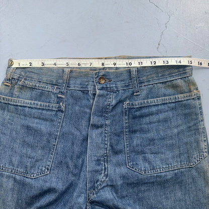 1940s WWII Navy Selvedge Denim Pants Seafarer Uniform Blue Jeans VTG 40s 30x28