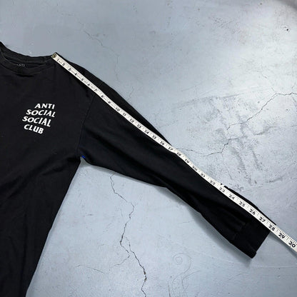 Anti Social Social Club Get Weird VTG T Shirt Y2K Long Sleeve Black Has Stains