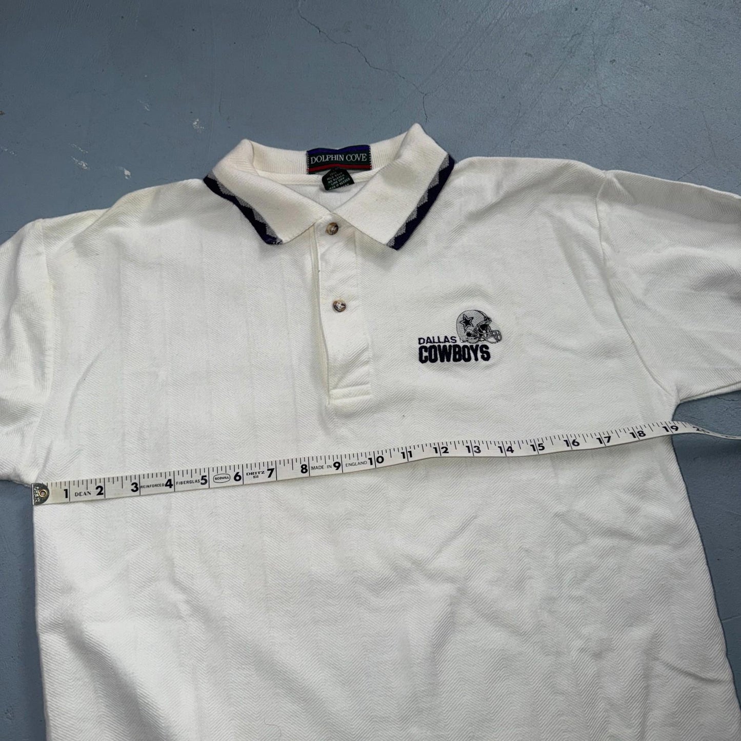 Vintage Dallas Cowboys Shirt Mens M White NFL Football Dolphin Cove Polo 90s