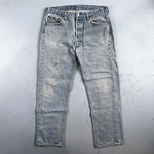 Levis 501 Vintage 80s USA XX Straight Leg Jeans Blue Light Wash 38x33 Act 34x29