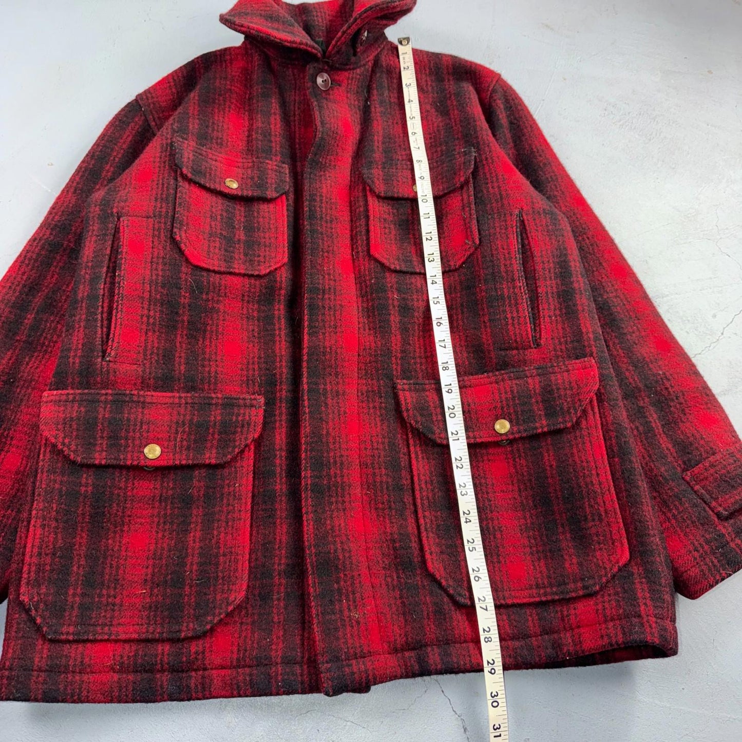 Vintage Woolrich Mackinaw Jacket 1940s Buffalo Plaid Hunting Wool Coat 40s Chore