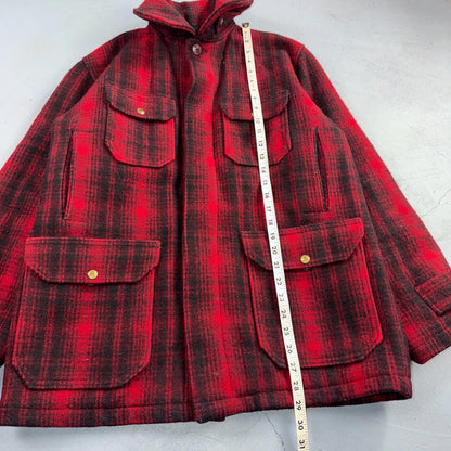 Vintage Woolrich Mackinaw Jacket 1940s Buffalo Plaid Hunting Wool Coat 40s Chore
