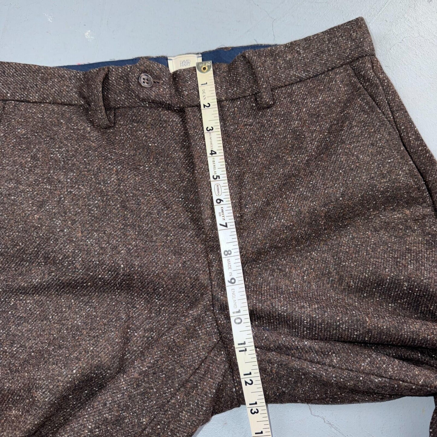 David Hart x GAP Brown Specked M Tweed Sport Coat Wool Silk Suit Pants 2PC 30x32